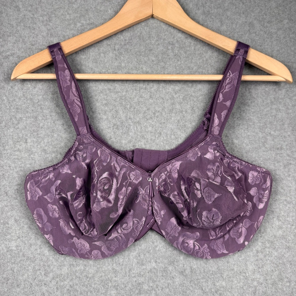 Wacoal‎ Underwire Bra Womens 40DD Purple Awareness Floral Jacquard 85567